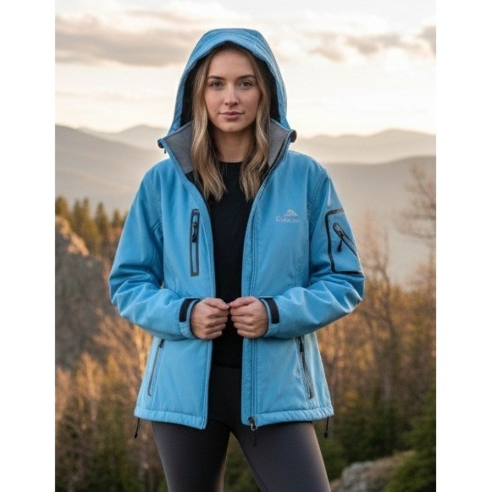 CIKRILAN Technical Ski Snowboard Removable Hood Jacket Women's L Blue Winter